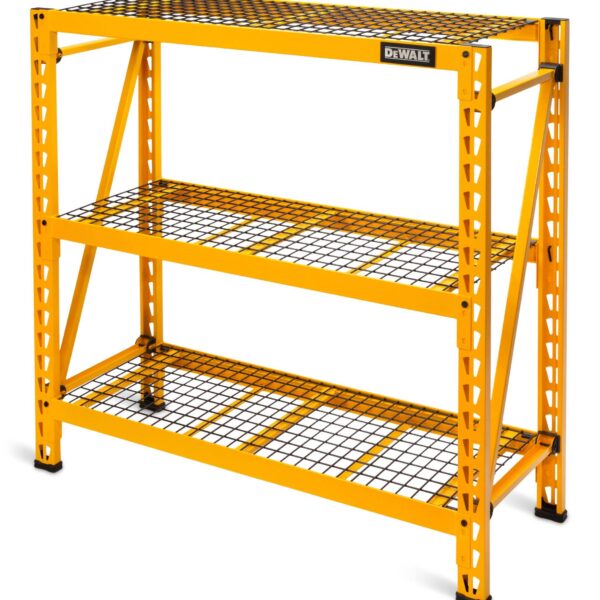 Unité de stockage/étagère en fil métallique robuste à 3 tablettes réglables DeWALT 41590, 48 x 18 x 50 po, jaune
