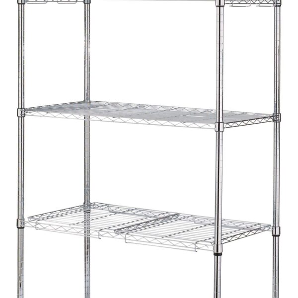 Étagère de rangement grillagée ajustable en métal à 5 niveaux Type A, chromé