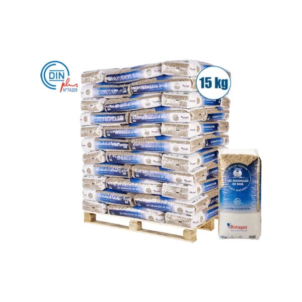 Pellet Butagaz DIN+ 100% résineux – palette de 66 sacs de 15KG