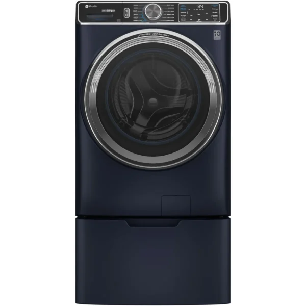 Laveuse intelligente à chargement frontal Energy Star de GE avec capacité de 5,3 pieds cubes avec système d’évent Ultrafresh + avec pare-odeurs